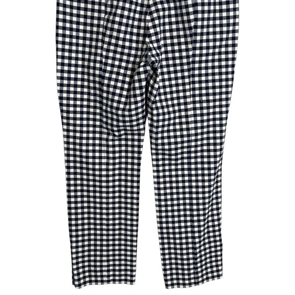 J Crew Women’s High Rise Straight Pants Size 4 Navy Blue White Plaid Gingham - Picture 9 of 12
